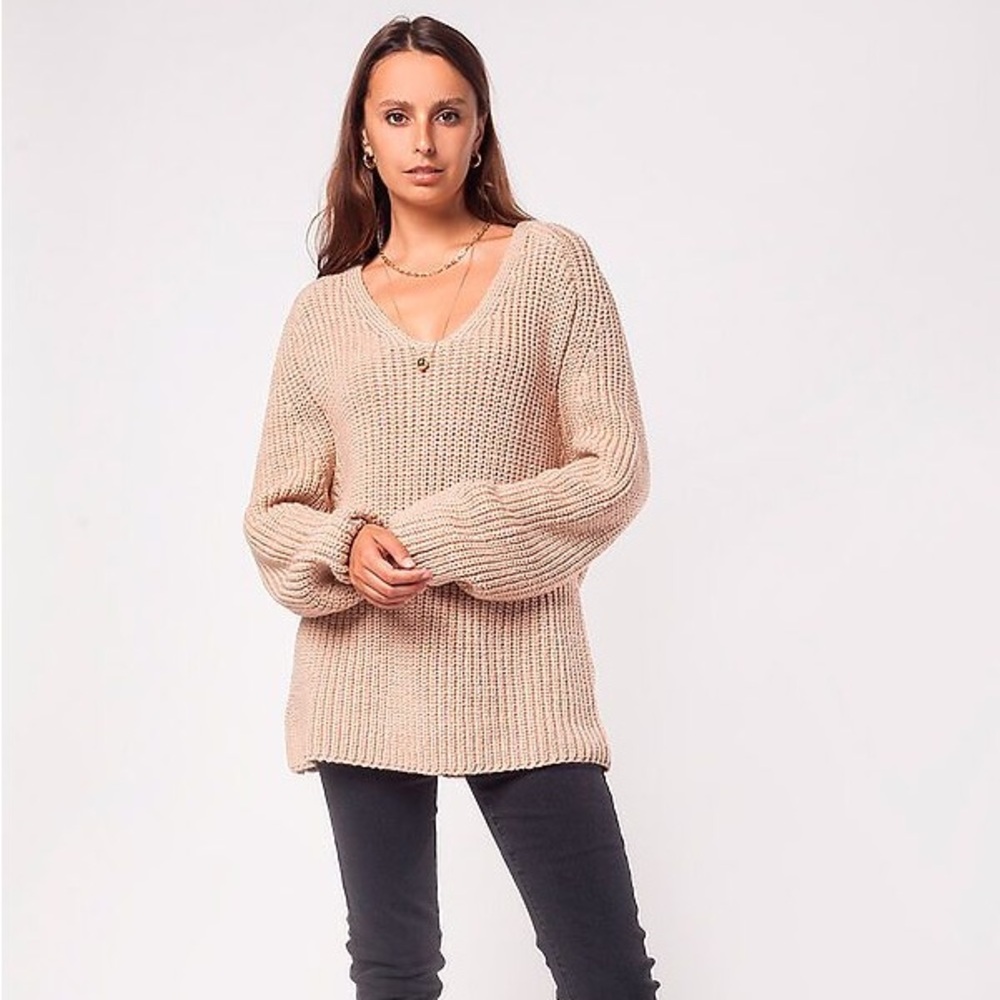 a new day Women's Beige V-Neck Sweater